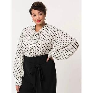 Unique Vintage 1940’s Polka Dot Neck Tie Gwen Blouse M 6 8 NWOT